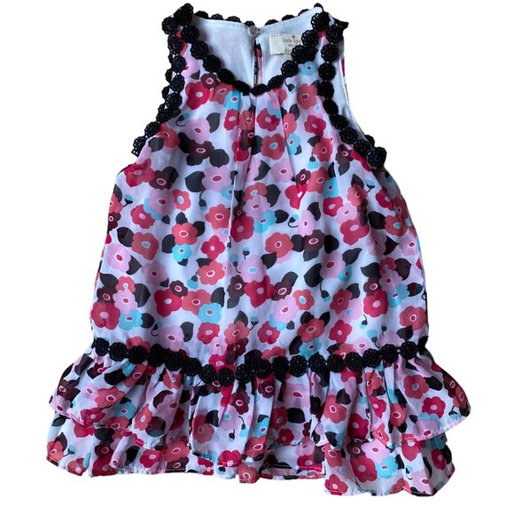 Kate Spade Blooming Floral Dress Infant Sz 24 mo Crochet Lace Chiffon Ruffle